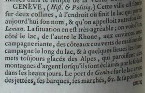 Article GENÈVE, vol. 7 de l'Encyclopédie, pp. 578  sqq.