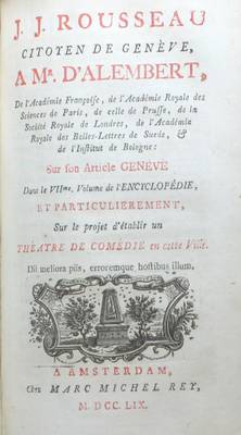 J. J. Rousseau citoyen de Genève, à Mr. D'Alembert, 1759 [Deuxième édition]